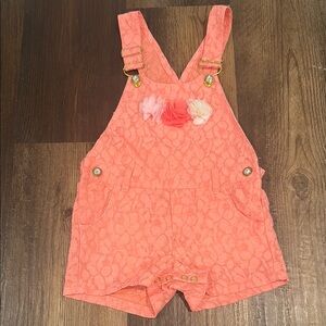 5 for $20 || 24 mos - Coral Kids Overalls with Floral Accents and POCKETS!